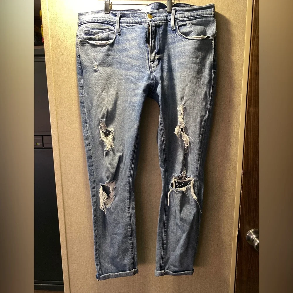 FRAME LE GARÇON womens distressed jeans 32 denim